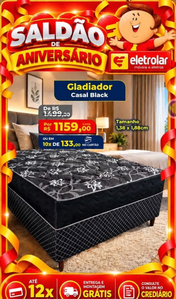 Gladiador Casal Black - Saldão de Aniversário Eletrolar
