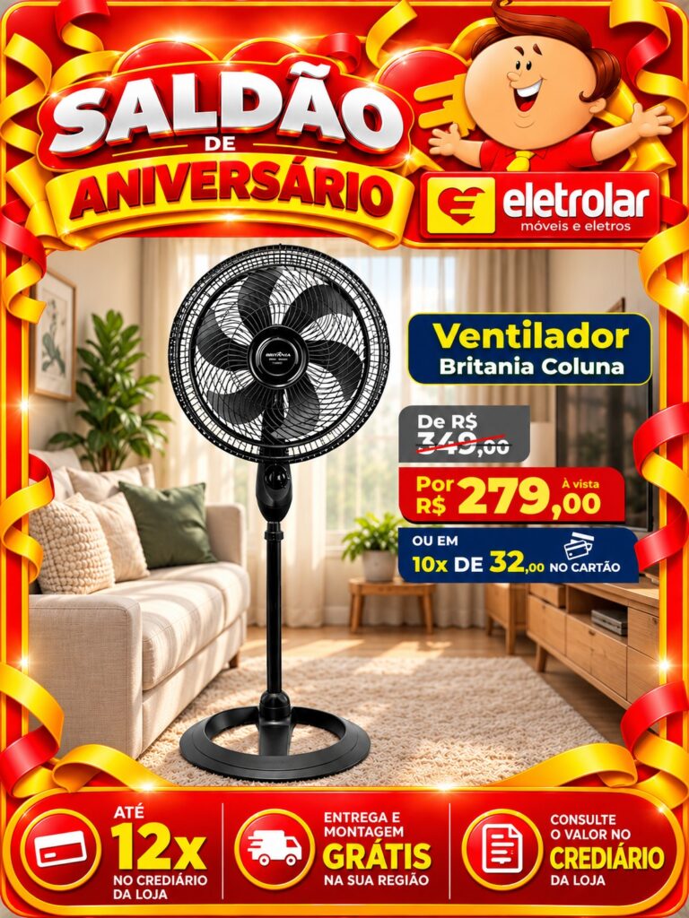 Ventilador Britania Coluna - Saldão de Aniversário Eletrolar